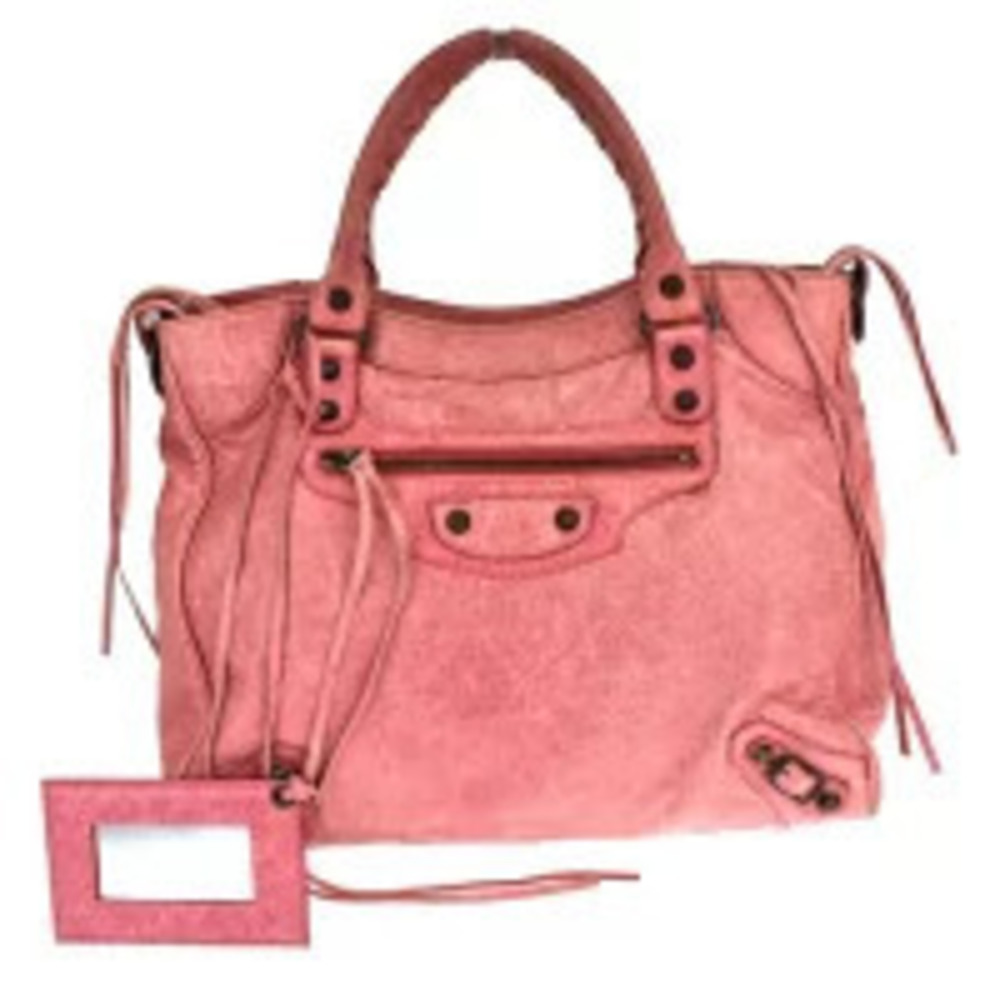 Balenciaga City Handbag Pink Leather Hand Mirror